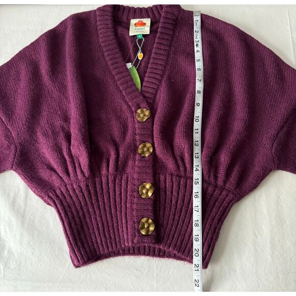 New FARM Rio Bubble Knit Cardigan in Burgundy Women Size S - Picture 10 of 10